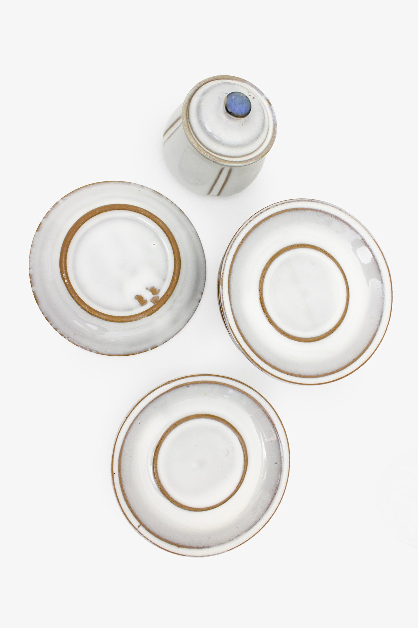 15-delig wit vintage keramieken koffieservies met uiltjes