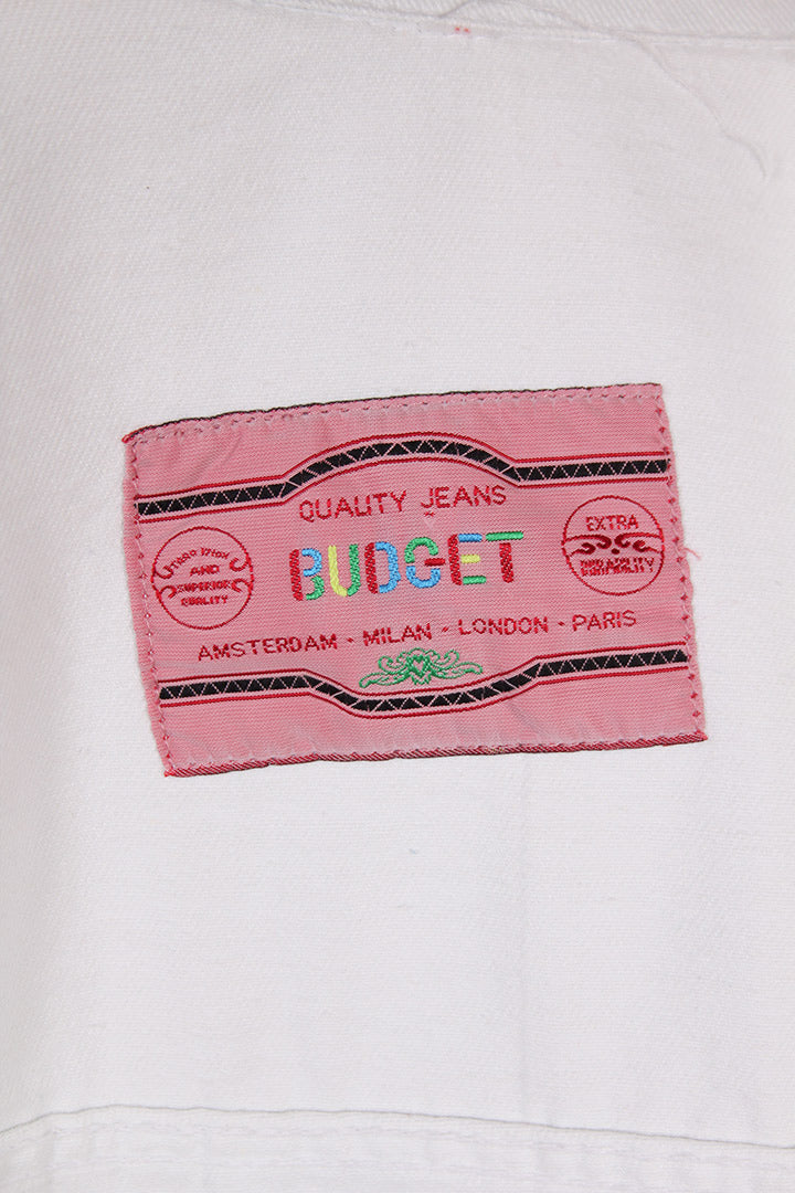 Wit denim vintage spijkerjas patches Budget jacket