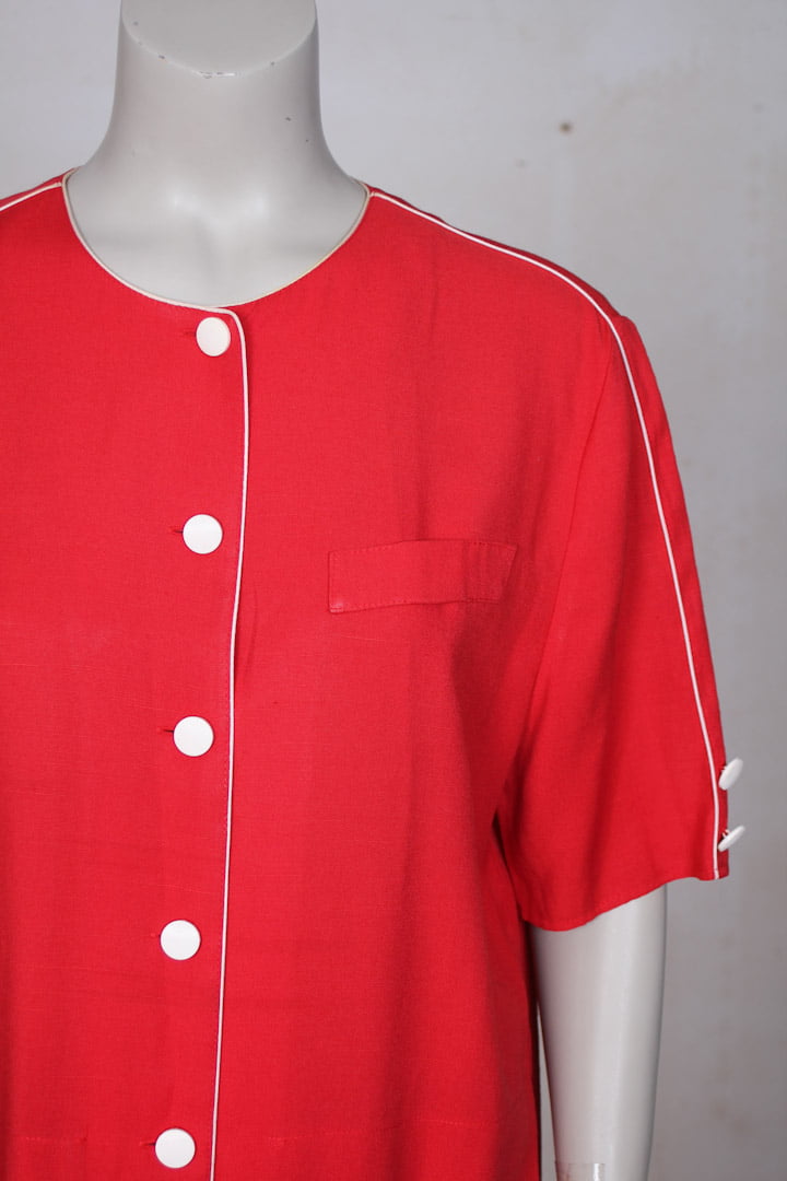 Wijdvallende rode vintage jurk