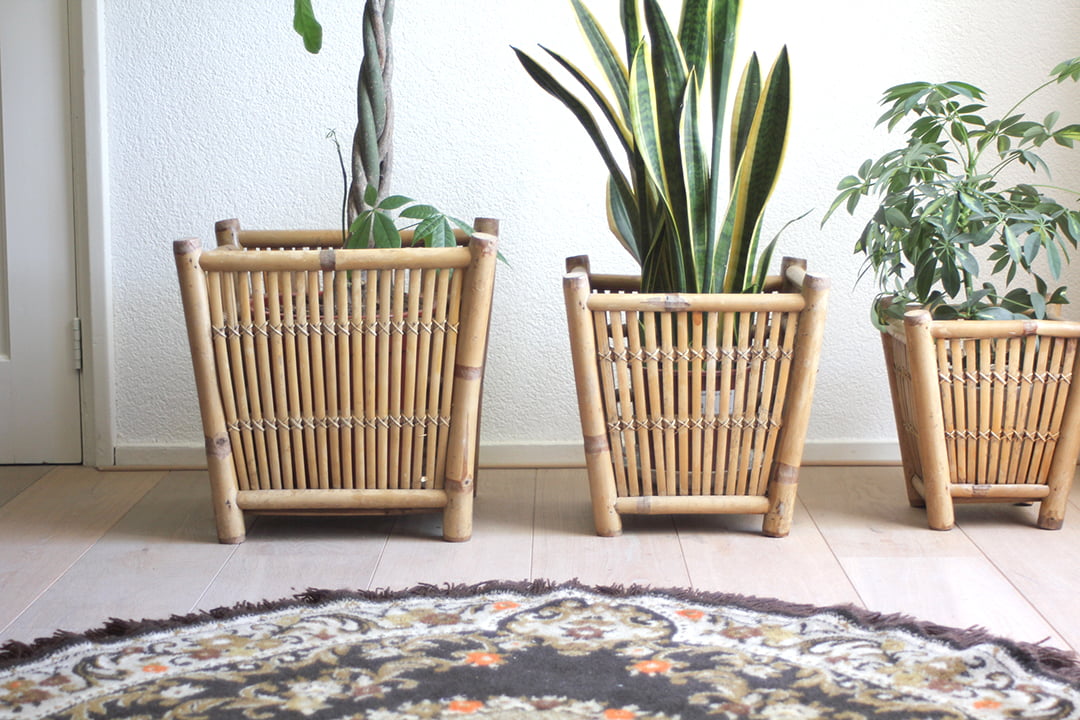 Set van 3 rotan plantenbakken