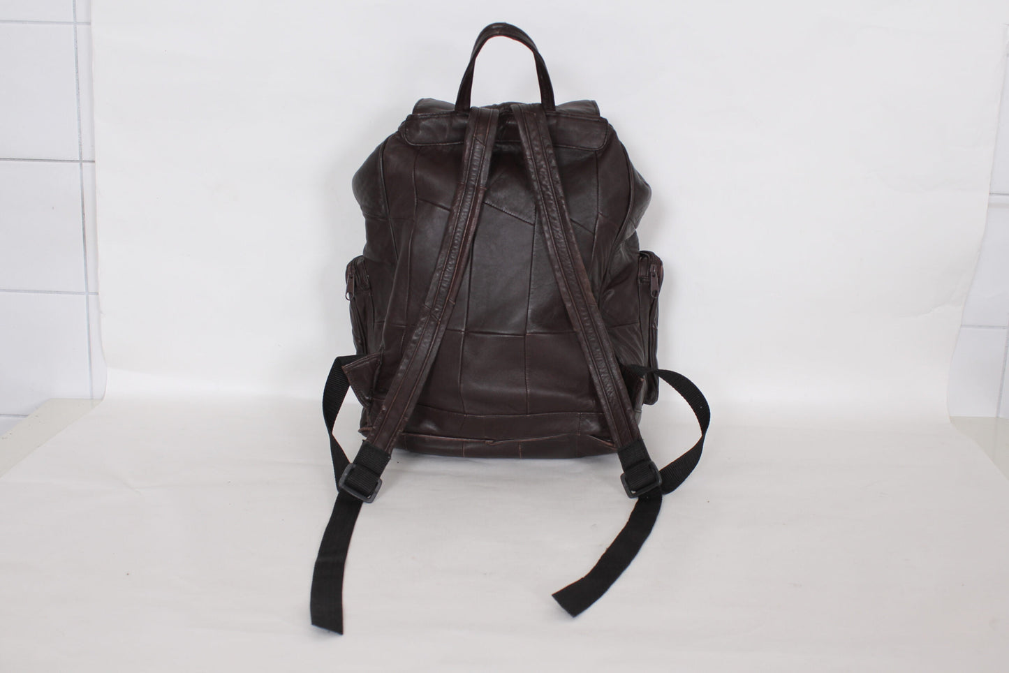 Donkerbruine vintage leren rugtas