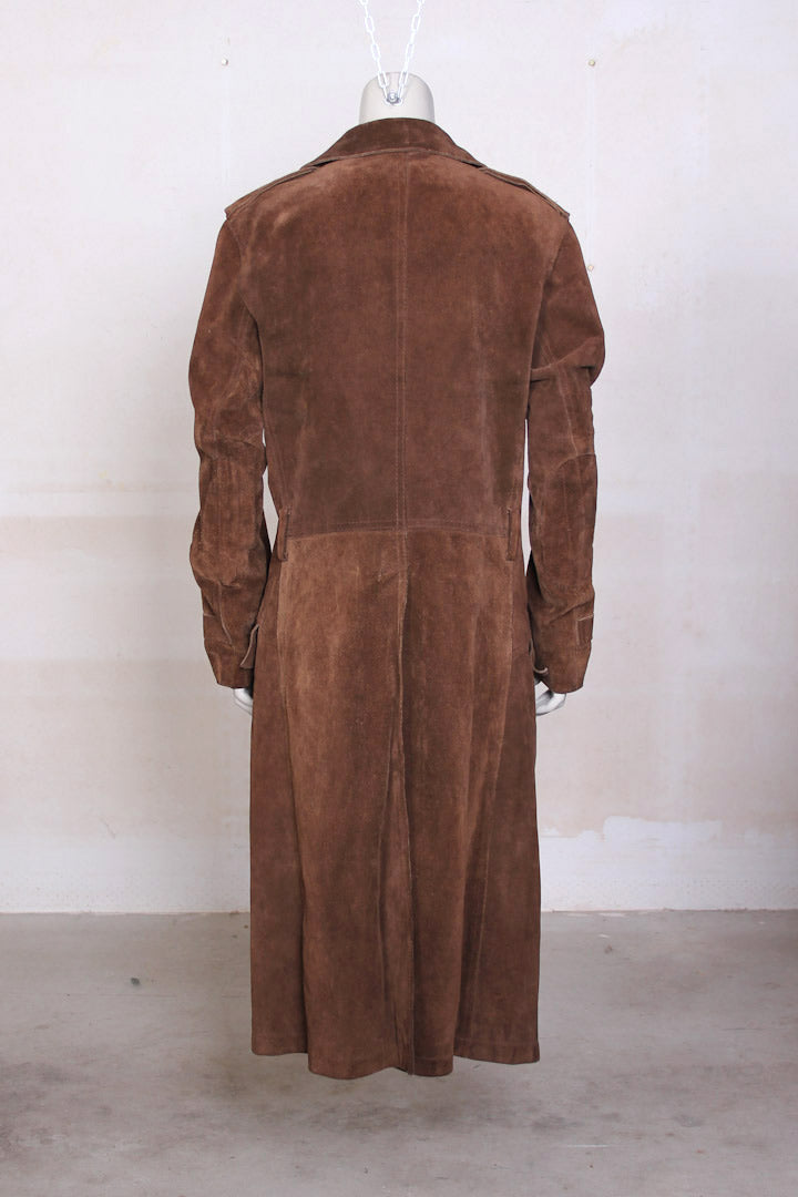 Bruine suede trenchcoat heren M