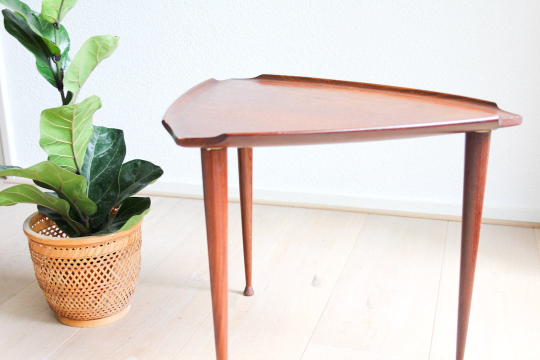 Vintage dienblad bijzettafel teak