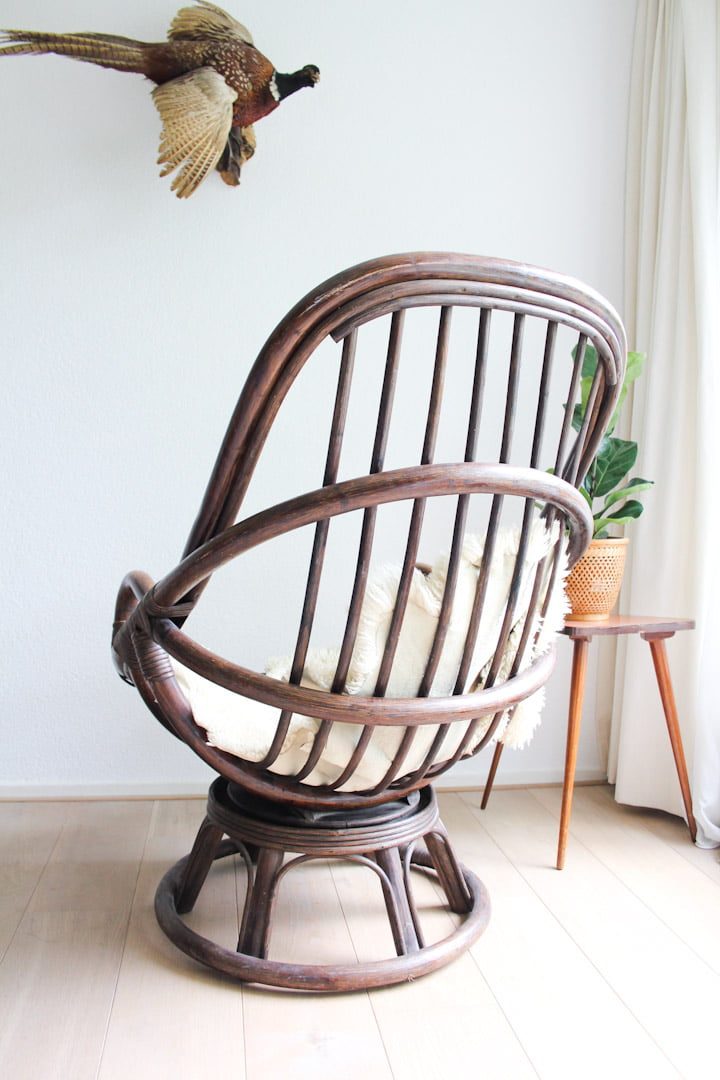 Vintage Rotan draaistoel