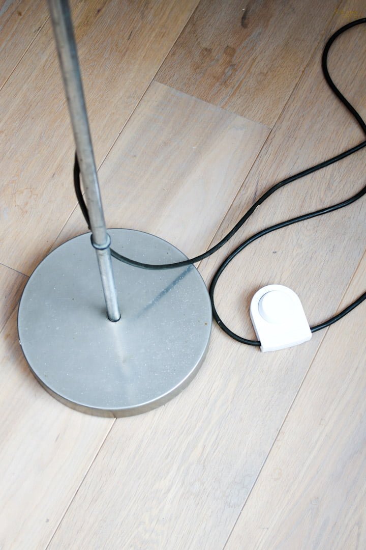 Vintage RVS vloerlamp met spot