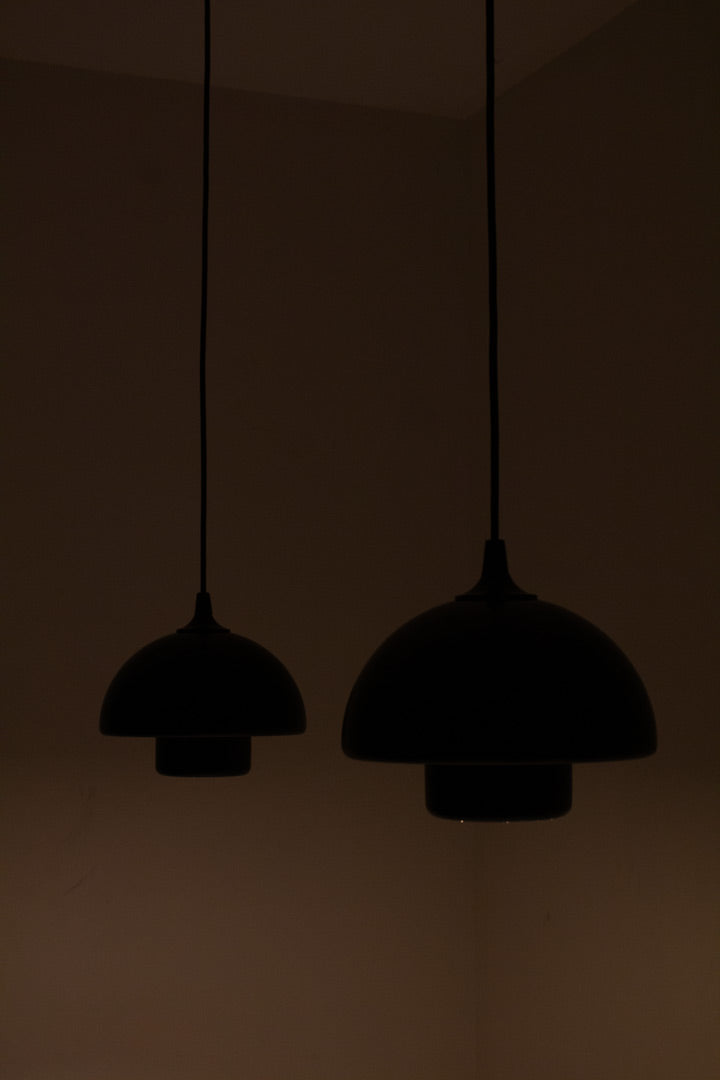 Set van 2 vintage mushroom hanglampen zwart