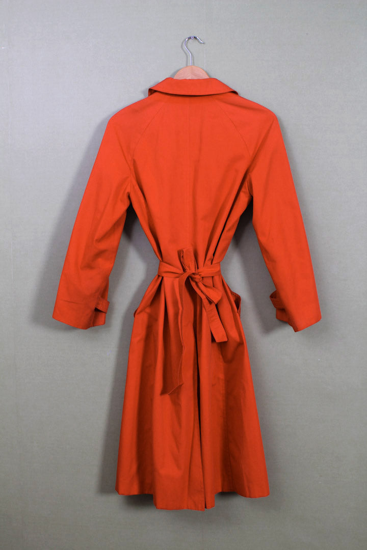 Rood / oranje vintage trenchcoat met strik