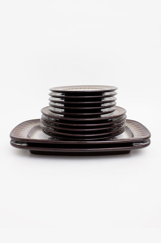 12-delige vintage Winterling bruin scalloped servies set 