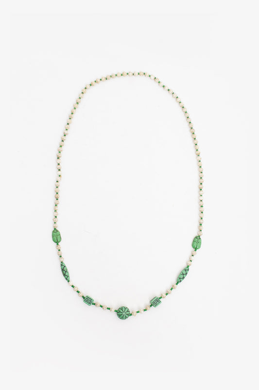 Jaren 20/30 Tsjechische Neiger Brothers ketting met uranium glazen kralen