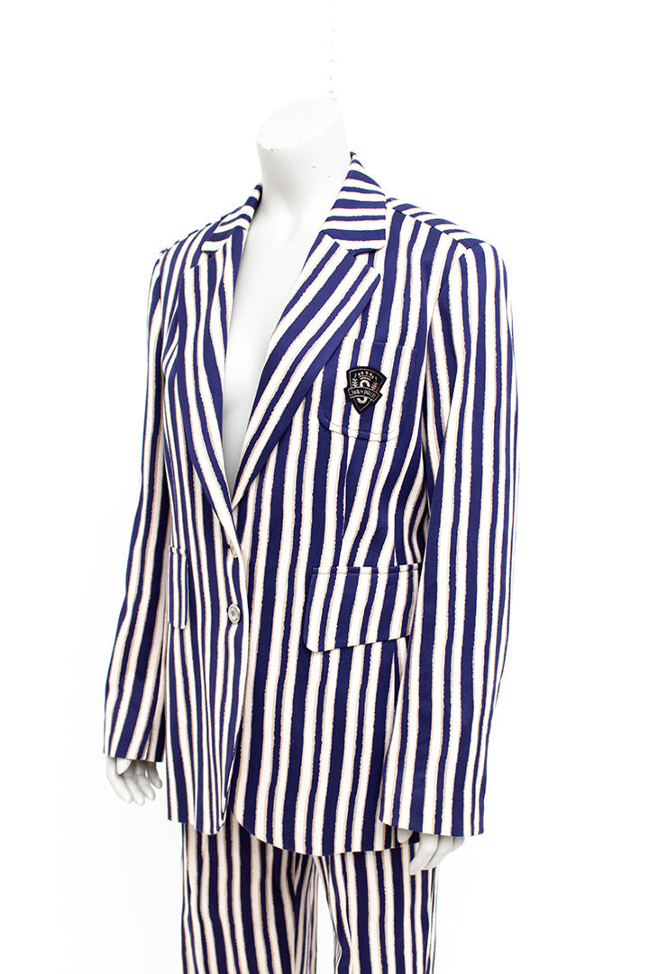 2-delig damespak donkerblauw en beige gestreept Jean Paul Berlin