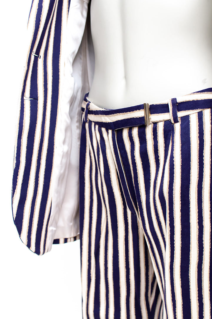 2-delig damespak donkerblauw en beige gestreept Jean Paul Berlin