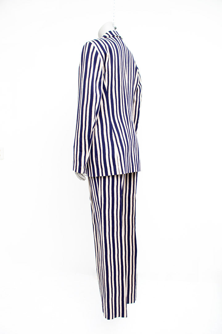 2-delig damespak donkerblauw en beige gestreept Jean Paul Berlin