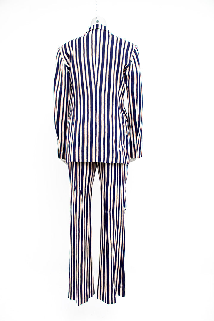 2-delig damespak donkerblauw en beige gestreept Jean Paul Berlin