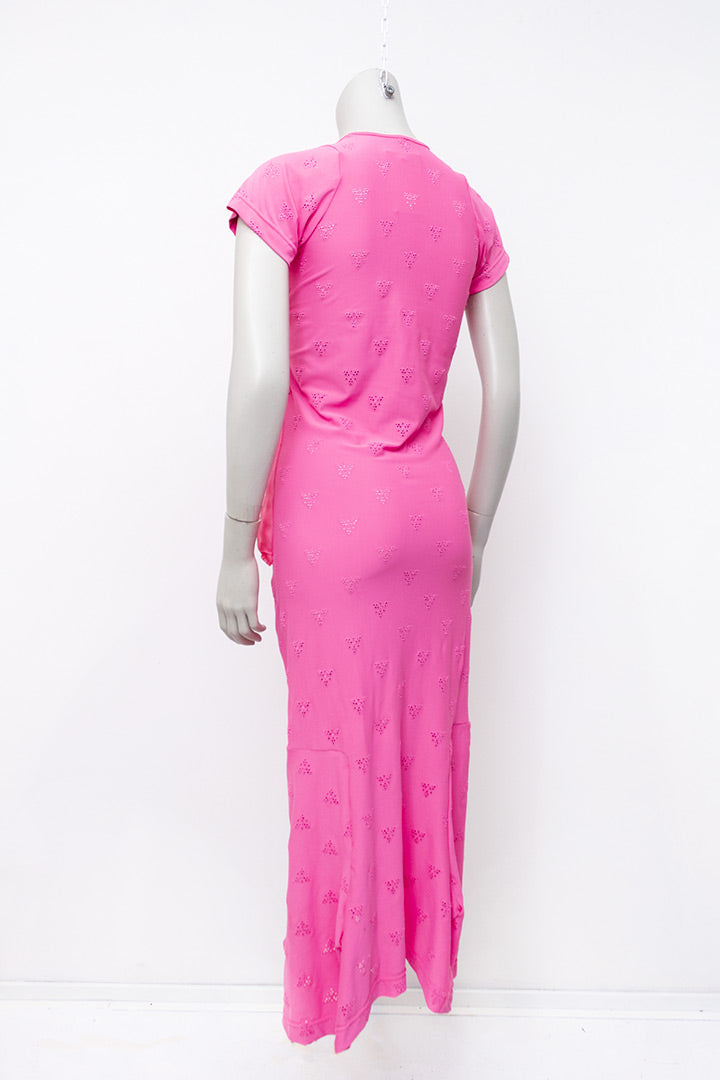 2007 Comme des Garçons roze maxi-jurk met opgenaaide babyjurk