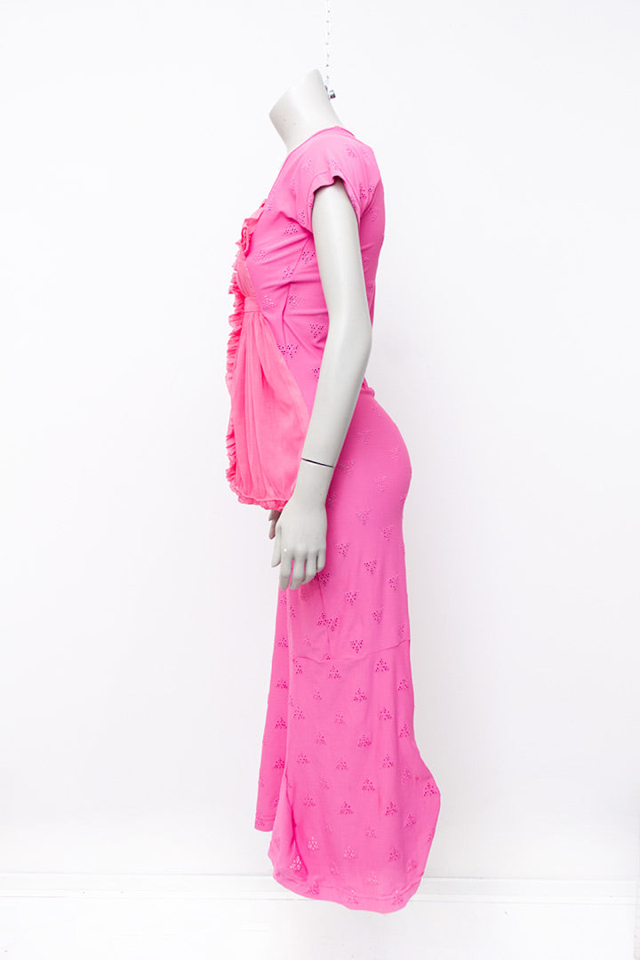 2007 Comme des Garçons roze maxi-jurk met opgenaaide babyjurk