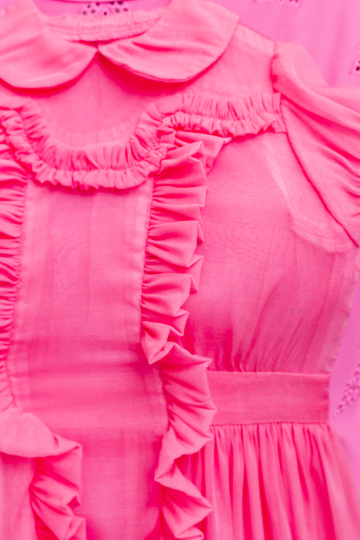 2007 Comme des Garçons roze maxi-jurk met opgenaaide babyjurk