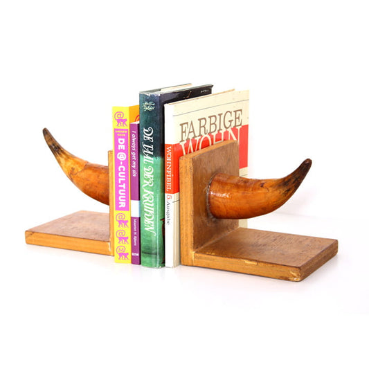 Vintage boekensteunen met hoorns