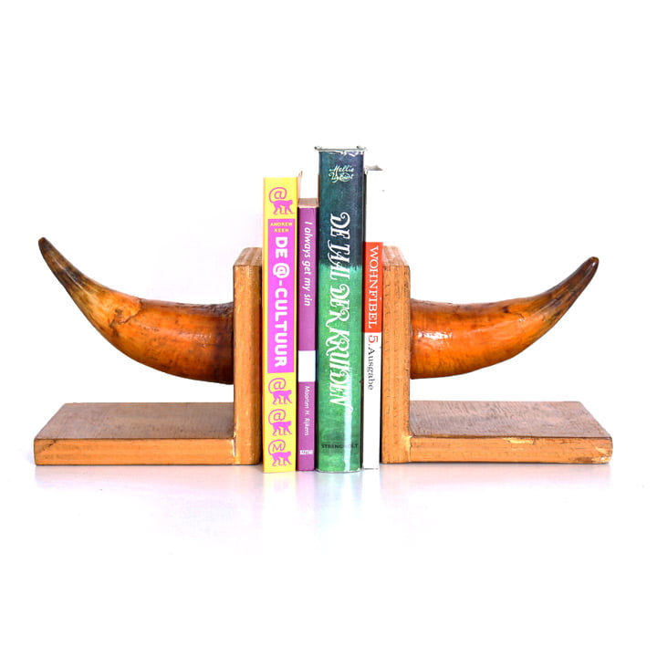 Vintage boekensteunen met hoorns