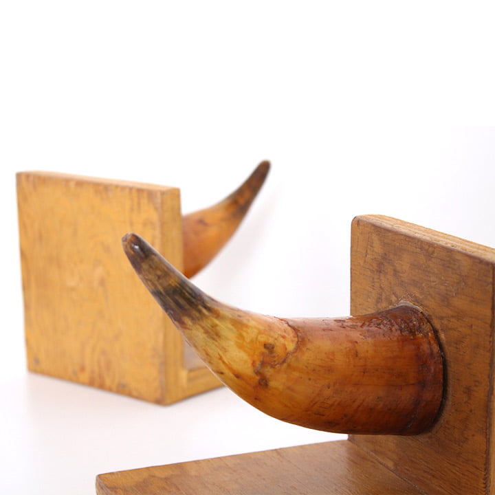 Vintage boekensteunen met hoorns