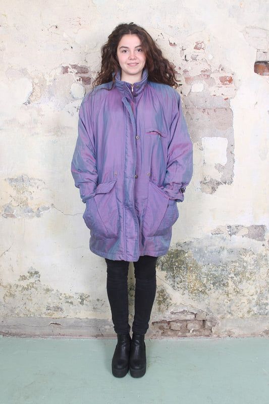 Metallic paarse lila winterjas