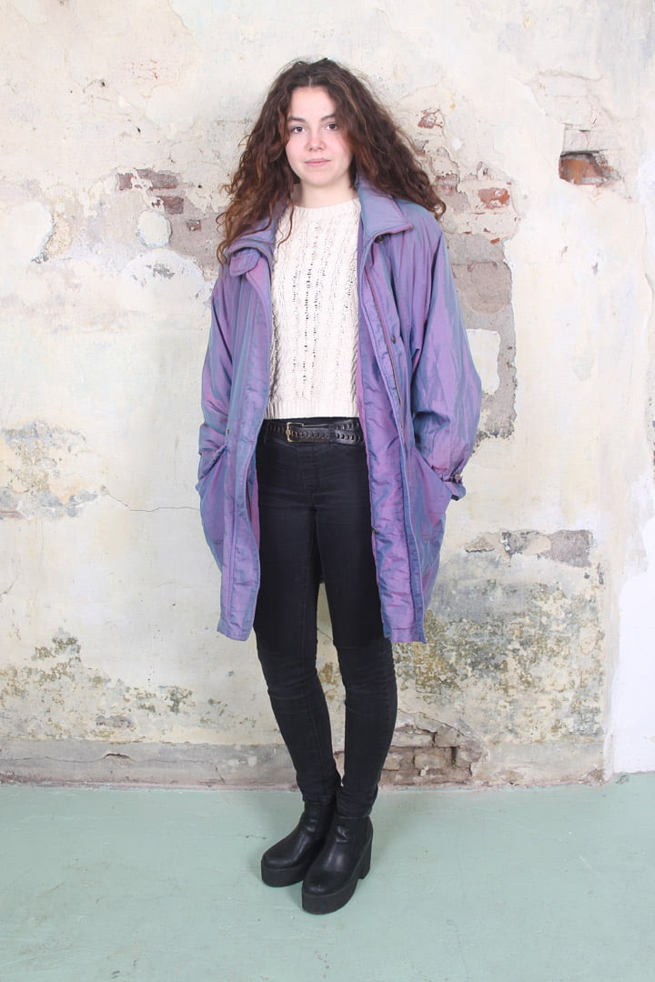 Metallic paarse lila winterjas