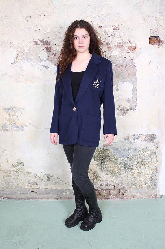 Donkerblauwe vintage Escada blazer