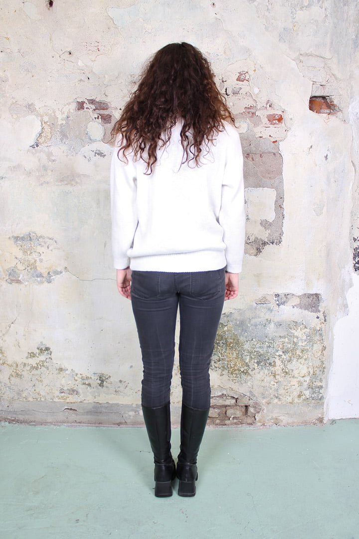Witte gebreide vintage eighties trui