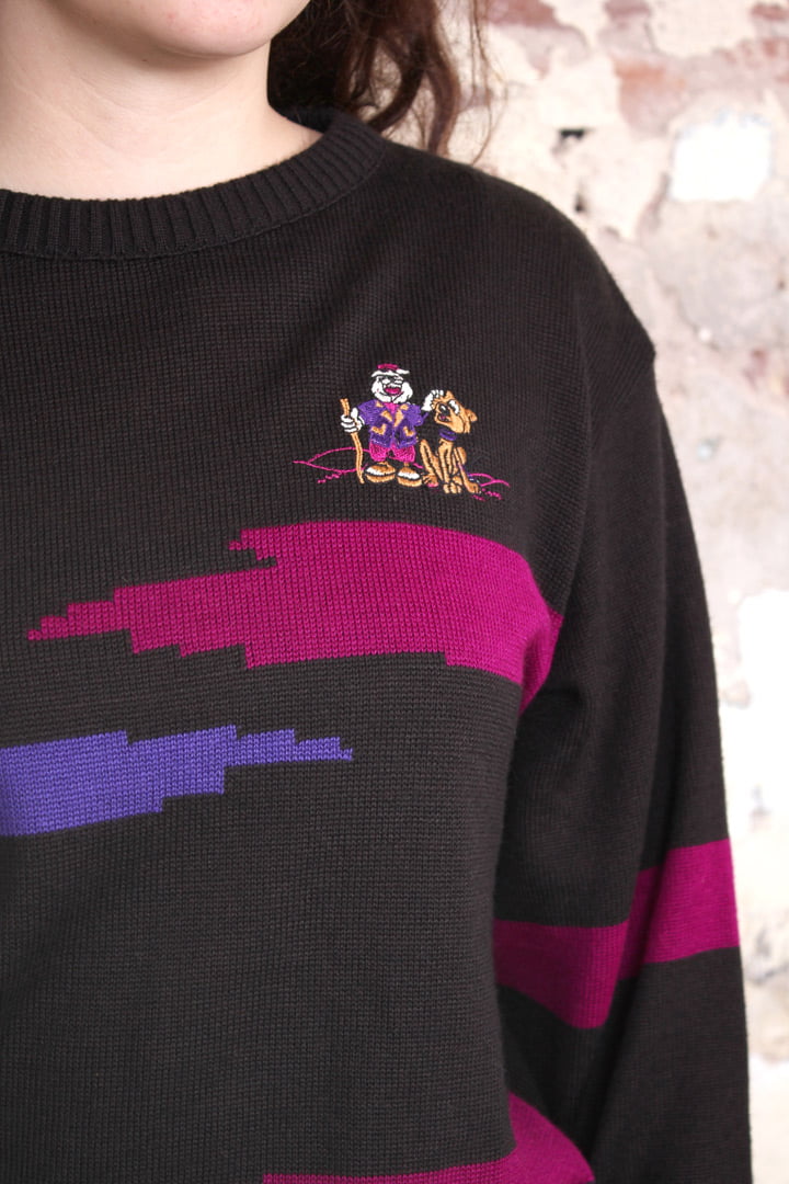 Zwarte vintage 8-bit pixel trui