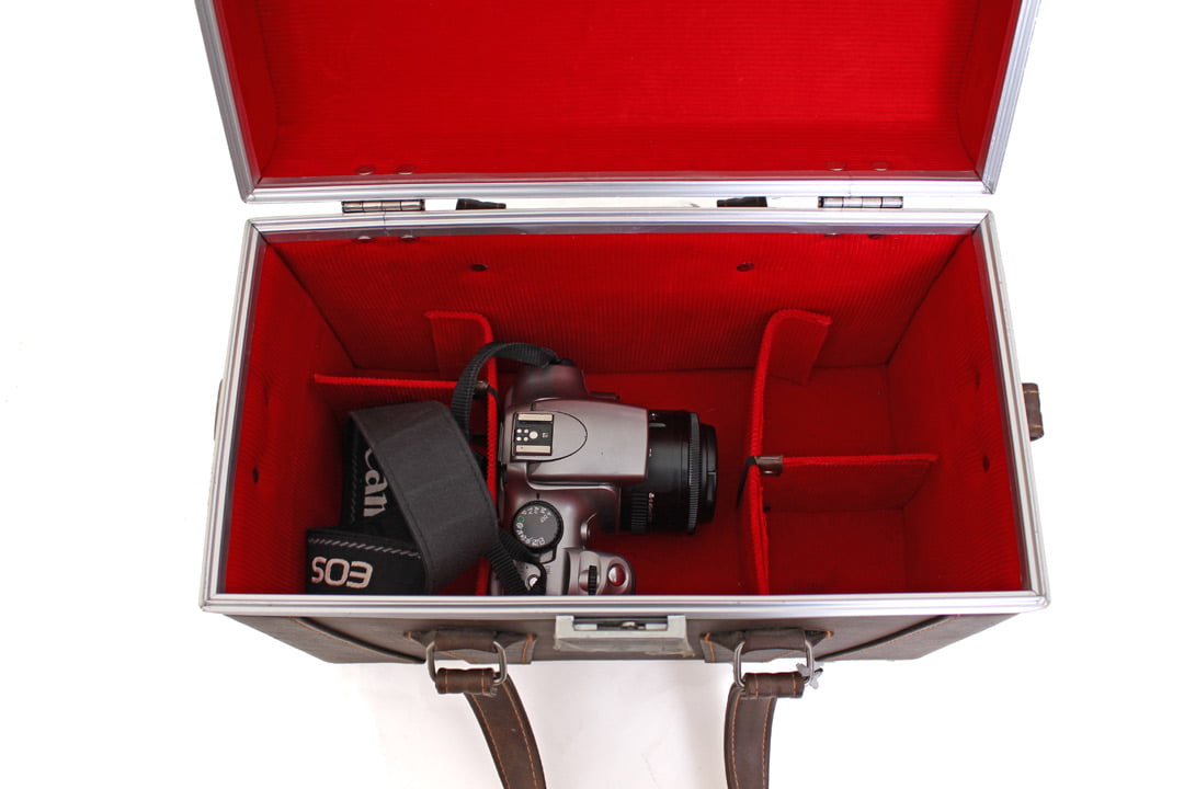 Grote bruine leren vintage cameratas
