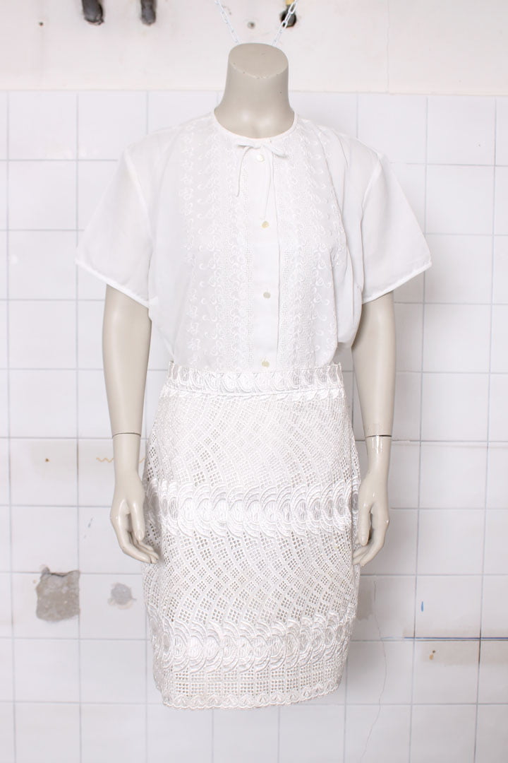 Witte vintage kanten rok