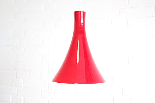 Vintage rode trompet lamp Opaalglas