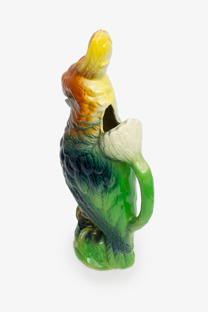 50s Saint Clement kaketoe keramieken majolica karaf 7481