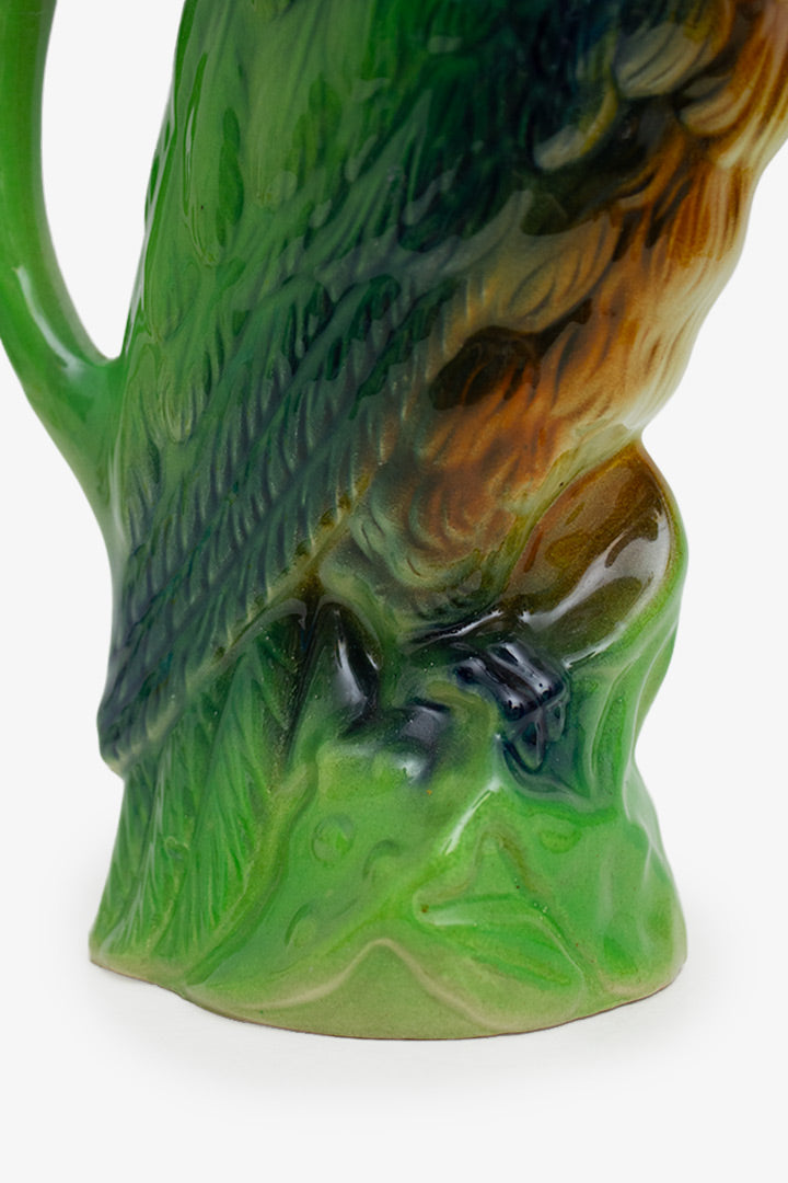 50s Saint Clement kaketoe keramieken majolica karaf 7481
