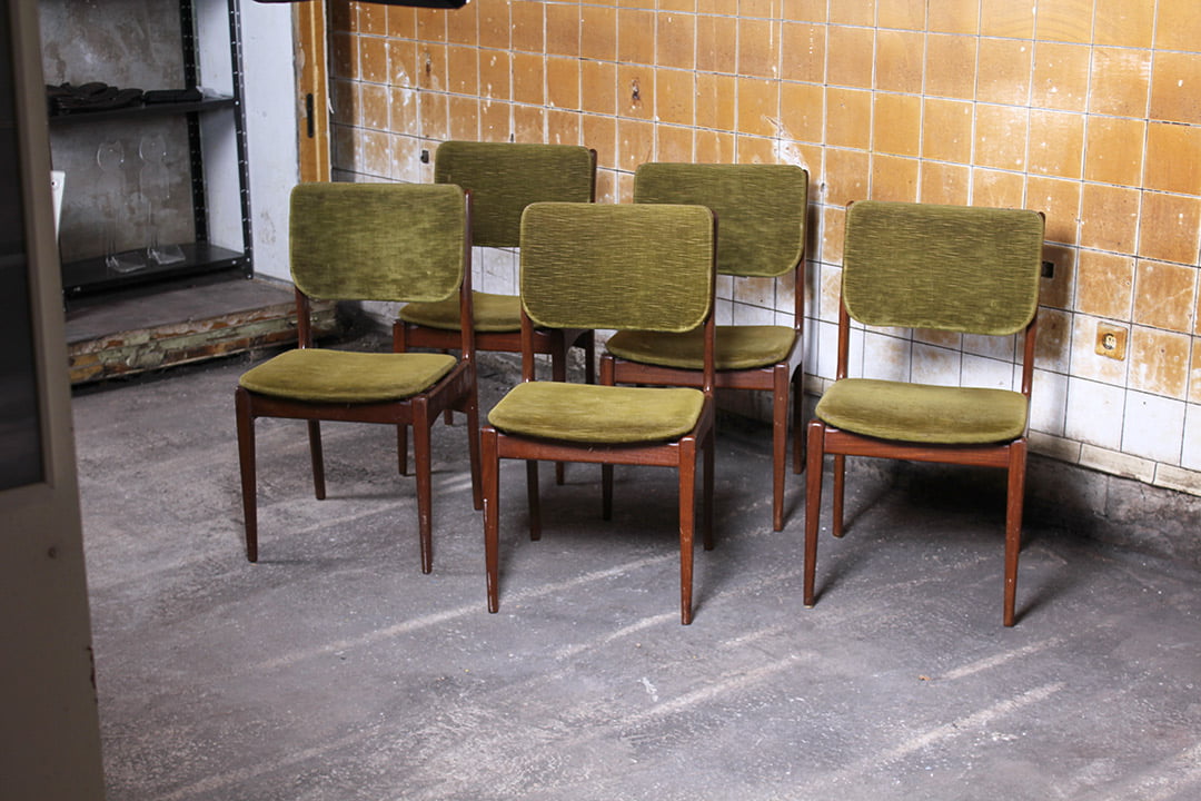 5 vintage Deens design eetkamerstoelen