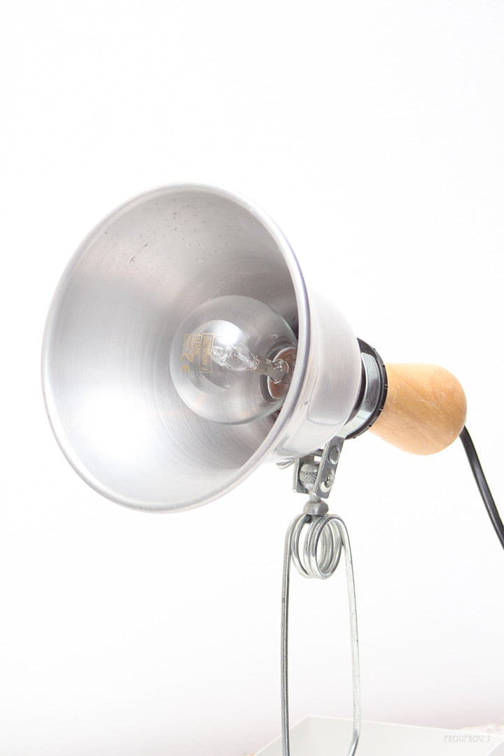 Vintage Hema klemlamp aluminium en hout jaren 90