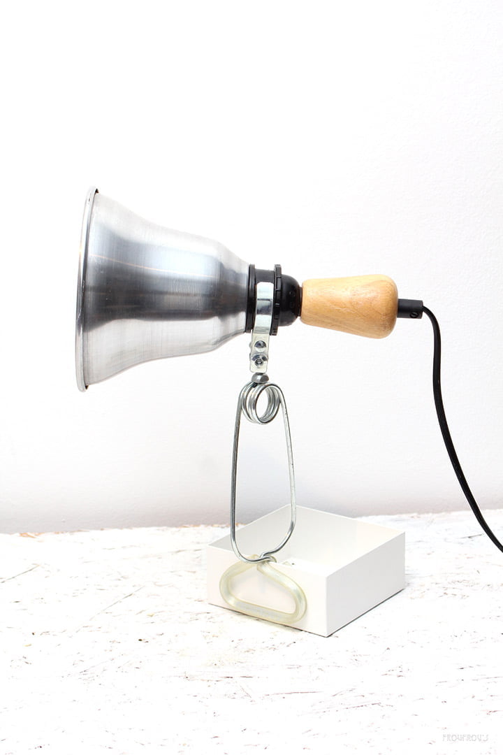 Vintage Hema klemlamp aluminium en hout jaren 90