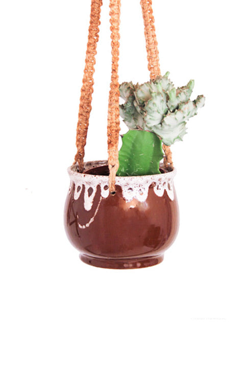 Vintage plantenhanger pot lava drip
