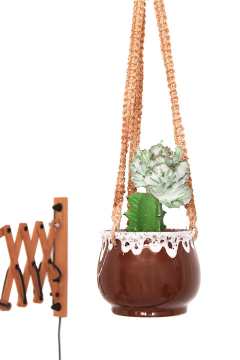 Vintage plantenhanger pot lava drip