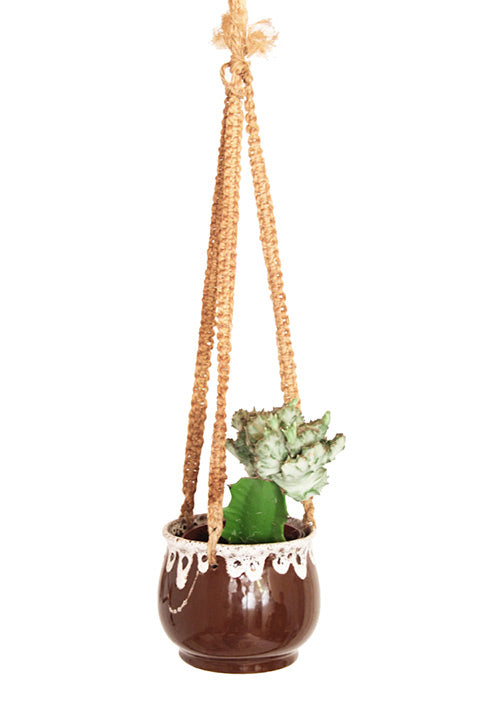 Vintage plantenhanger pot lava drip