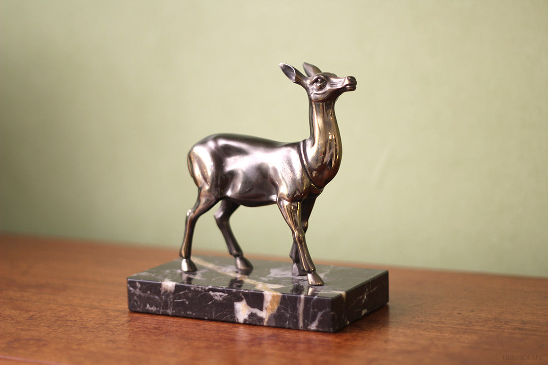 Frans vintage hert messing met marmer