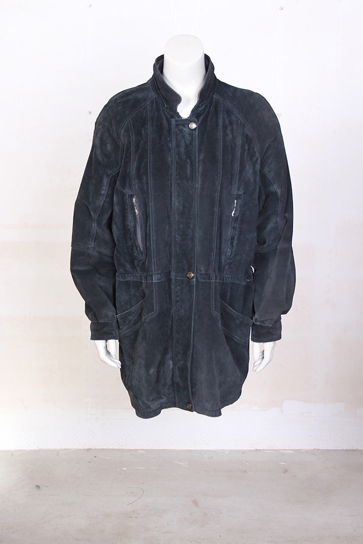 Zwarte suede vintage parka