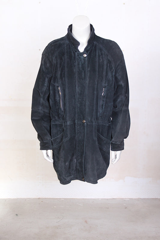 Zwarte suede vintage parka