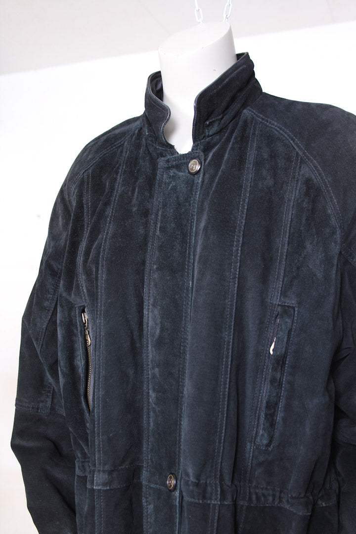 Zwarte suede vintage parka