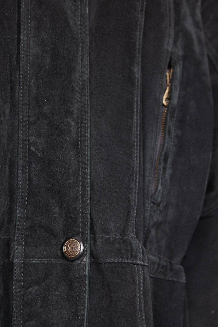 Zwarte suede vintage parka