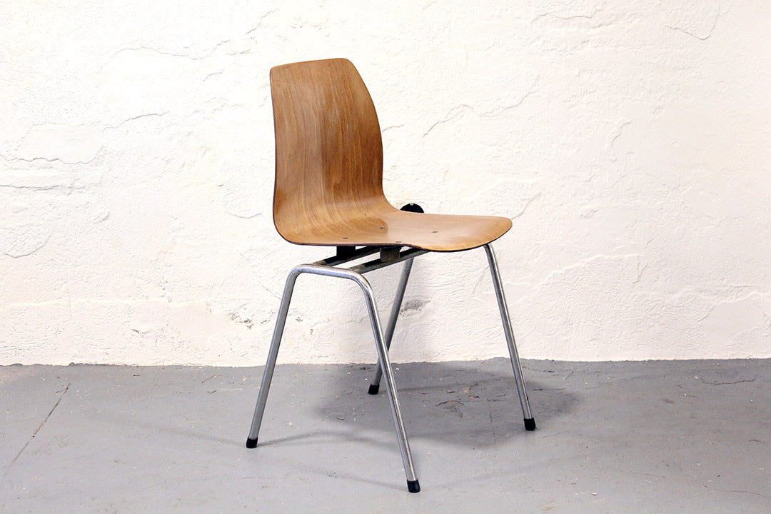 6 Vintage schoolstoelen plywood