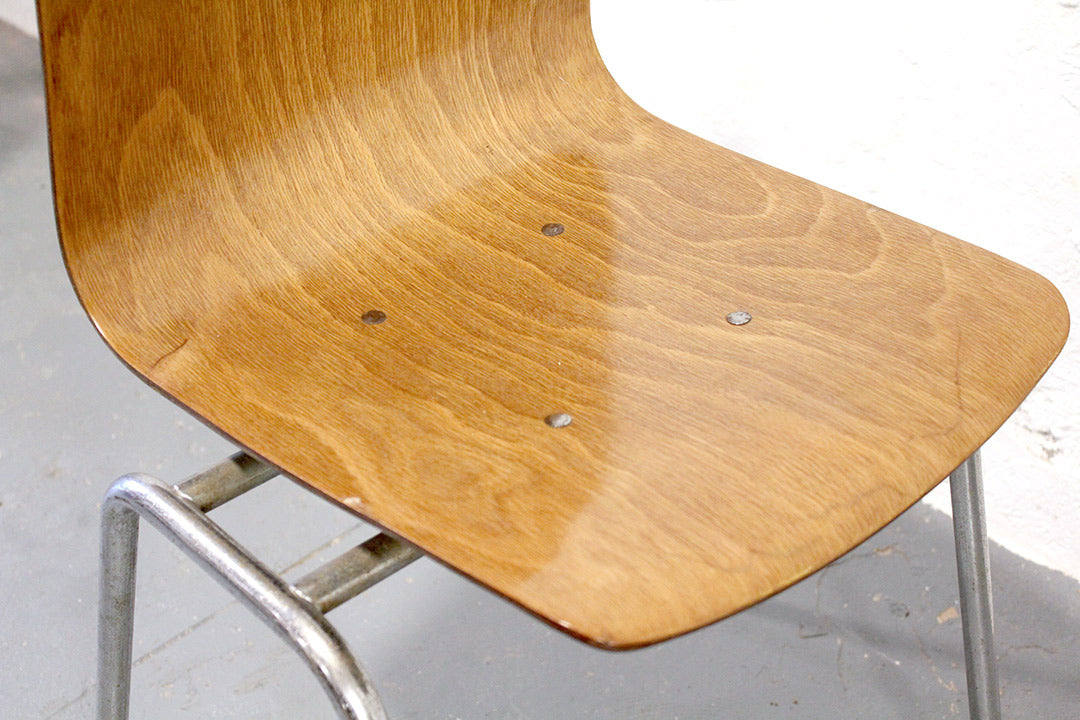 6 Vintage schoolstoelen plywood