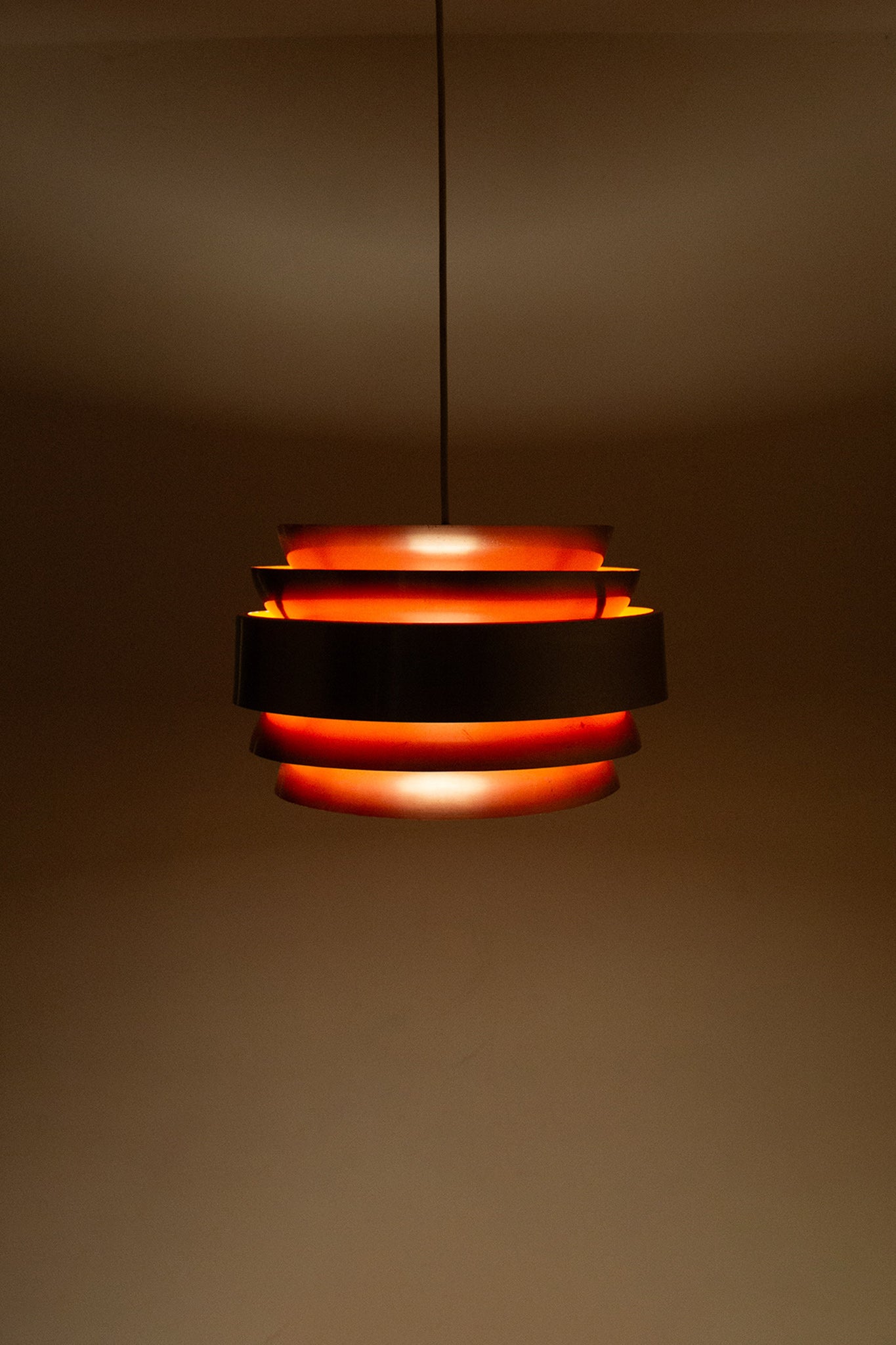 Lakro louvres hanglamp jaren 60 chrome oranje
