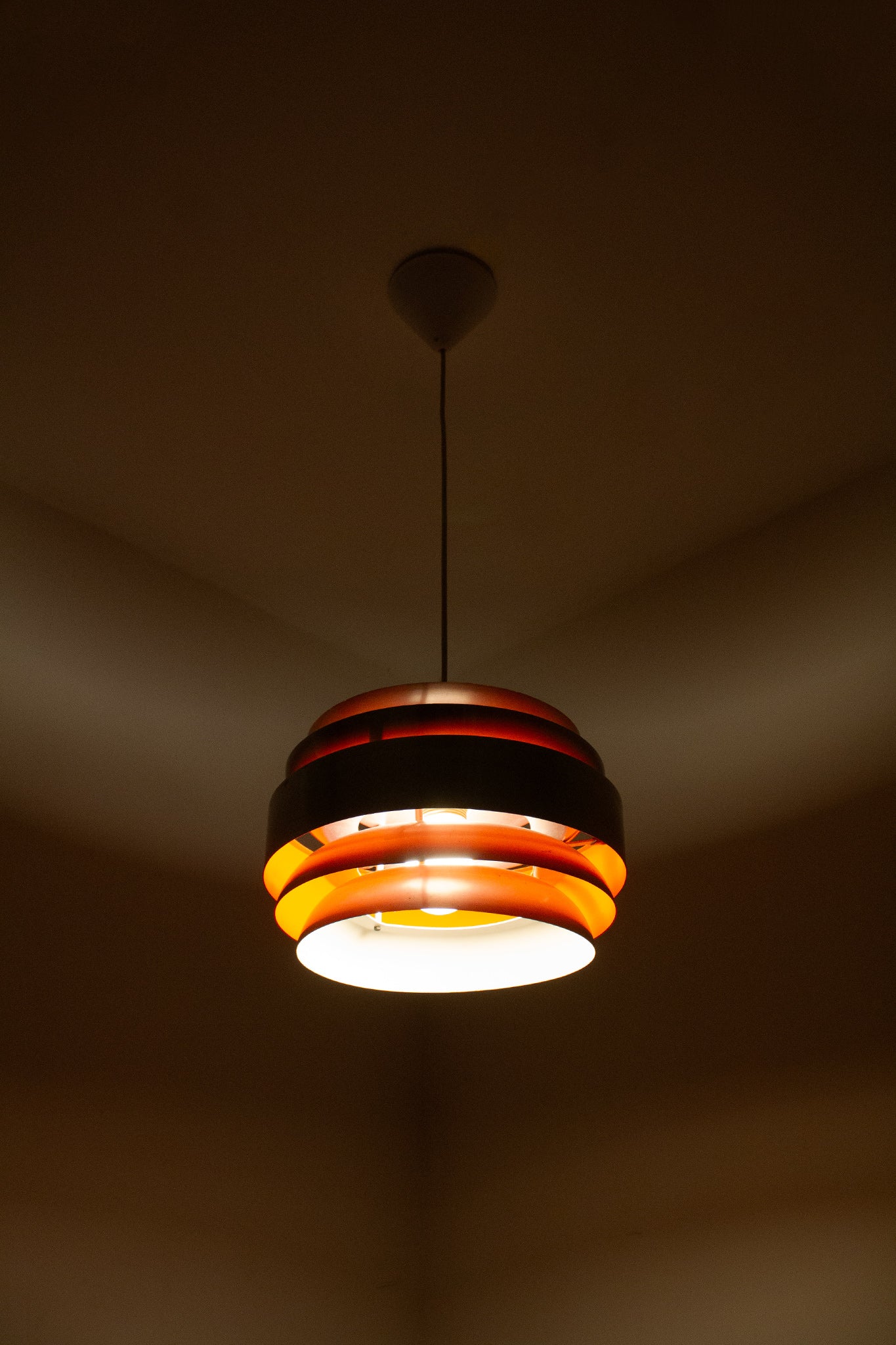 Lakro louvres hanglamp jaren 60 chrome oranje