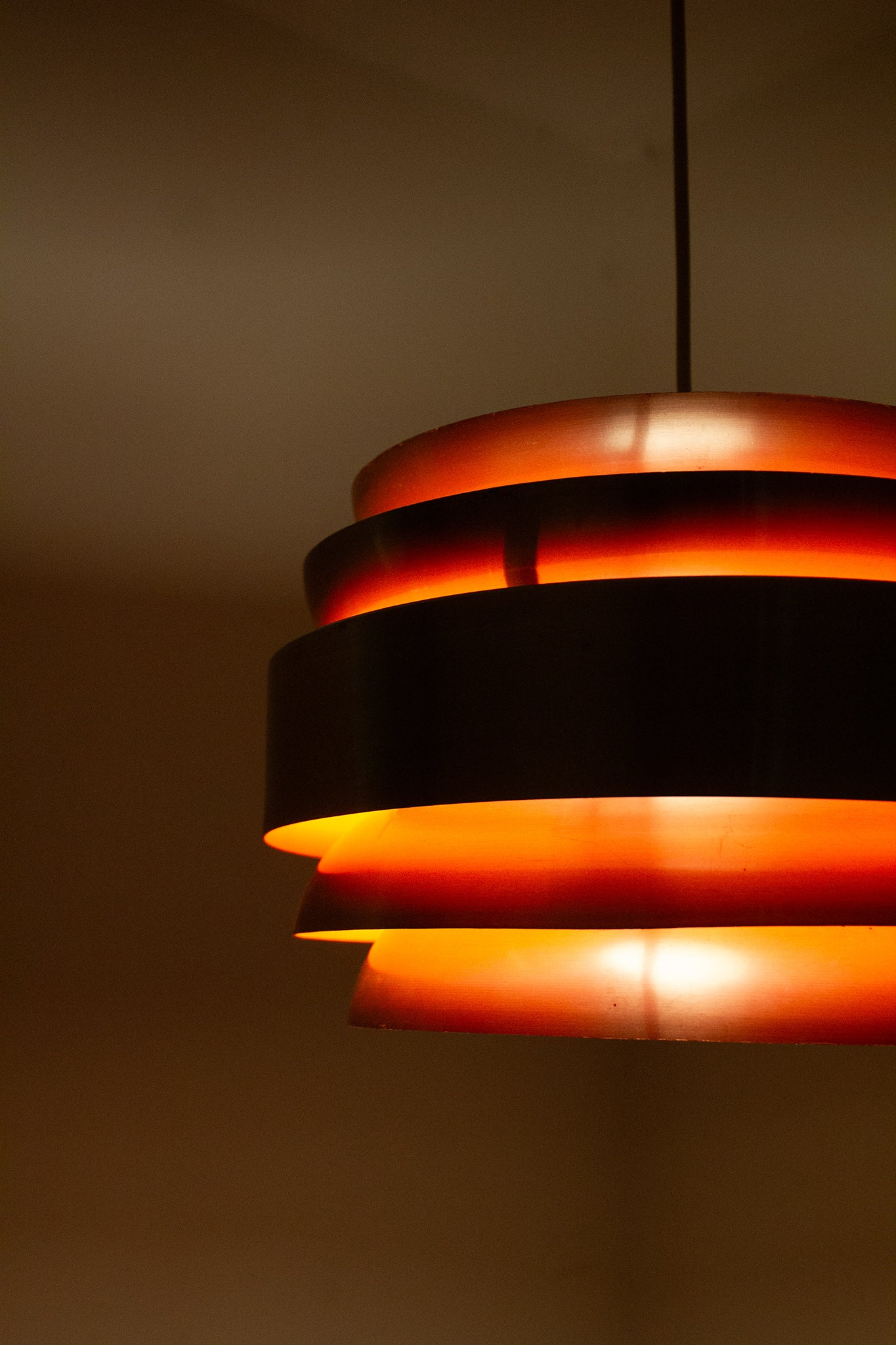Lakro louvres hanglamp jaren 60 chrome oranje