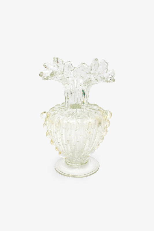 60’s Art Deco stijl Barovier & Toso Murano gegolfde bullicante vaas